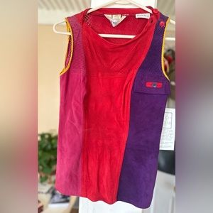 Vintage Color Block Neiman-Marcus 100% Lamb Suede Top Size M